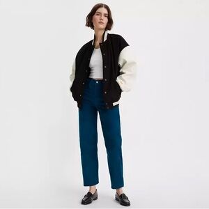 Levi's Women's Ribcage Straight Ankle Corduroy Pants in Teal